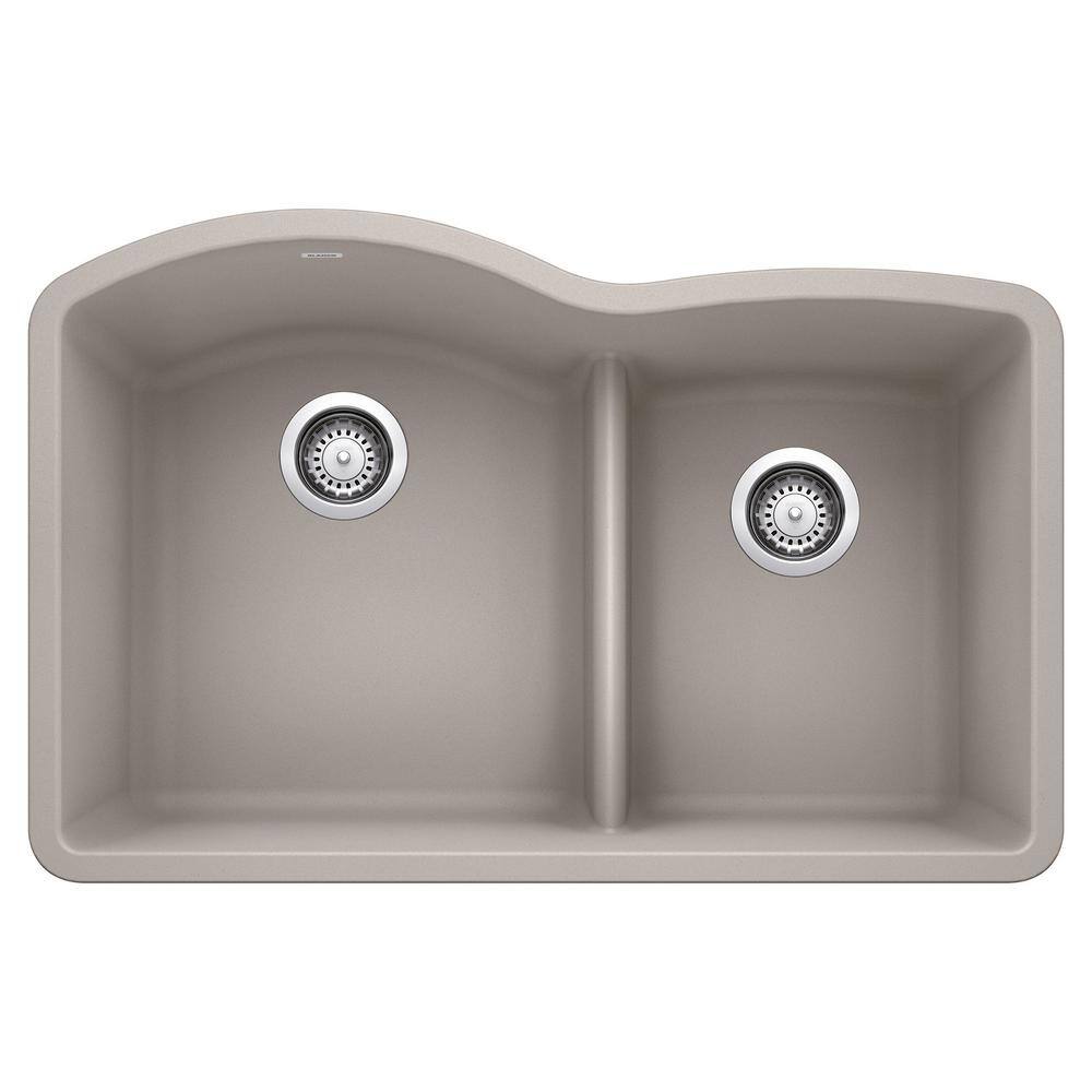 Blanco DIAMOND Undermount Granite Composite 32 in. 60/40 Double Bowl Kitchen Sink with Low