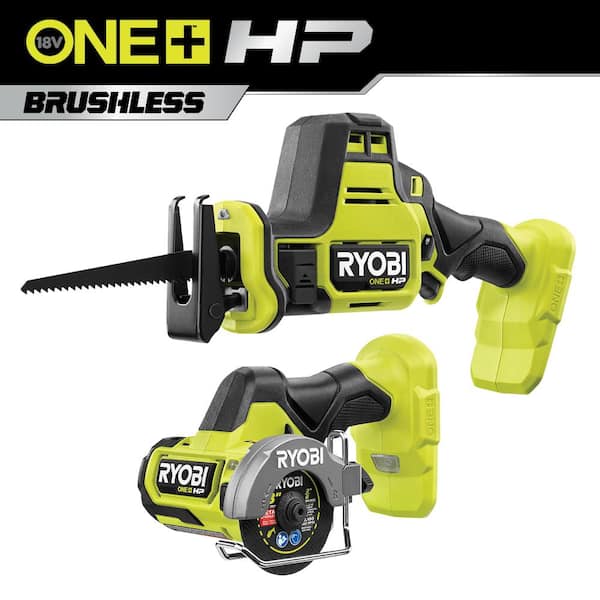 RYOBI ONE+ HP 18V Brushless Cordless Compact 2-Tool Combo Kit with One-Handed Reciprocating Saw and Cut-Off Tool (Tools Only)