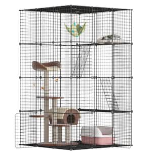 COZIWOW 4-Tier Wire Cat Cage Pet Enclosure with Removable Wheels