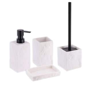Set Of 3 Ceramic Stone Effect Soap Dish Dispenser Tumbler Bathroom Accessory Set 
