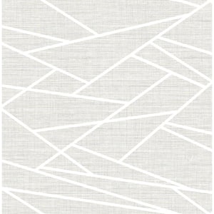Cecita Puzzle Light Grey, Silver, and White Geometric Paper Strippable Roll (Covers 56.05 sq. ft.)