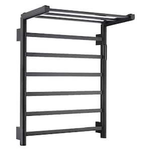 9-Bar Towel Rail Screw-In Electric Plug-In Towel Warmer in Matte black 6 of the Bars are Heated