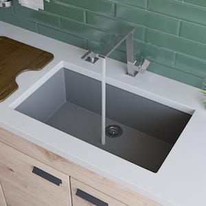 Undermount Granite Composite 29.88 in. Single Bowl Kitchen Sink in Titanium