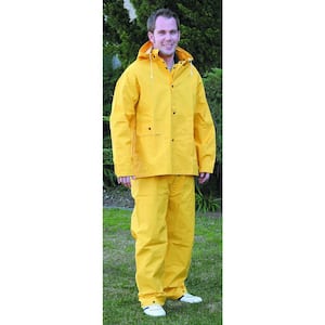 Economy Men's 2X-Large Yellow Polyurethane-Coated Polyester Rain Suit (2-Piece)