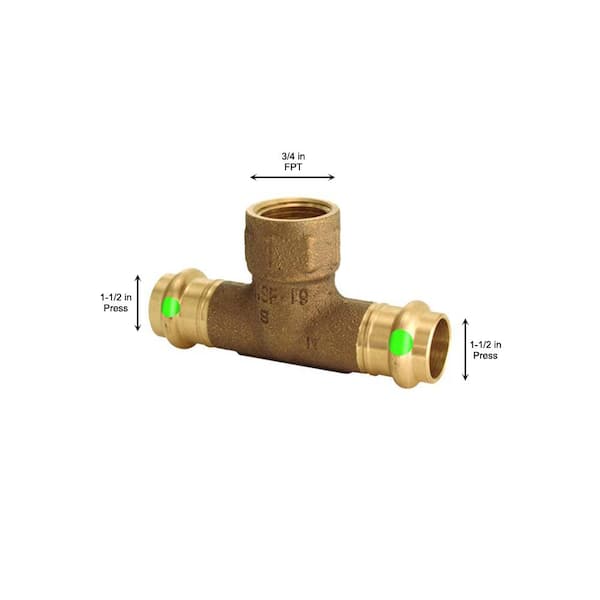 ProPress 1-1/2 in. Press x 1-1/2 in. Press x 3/4 in. FPT Zero-Lead Bronze Reducing Tee
