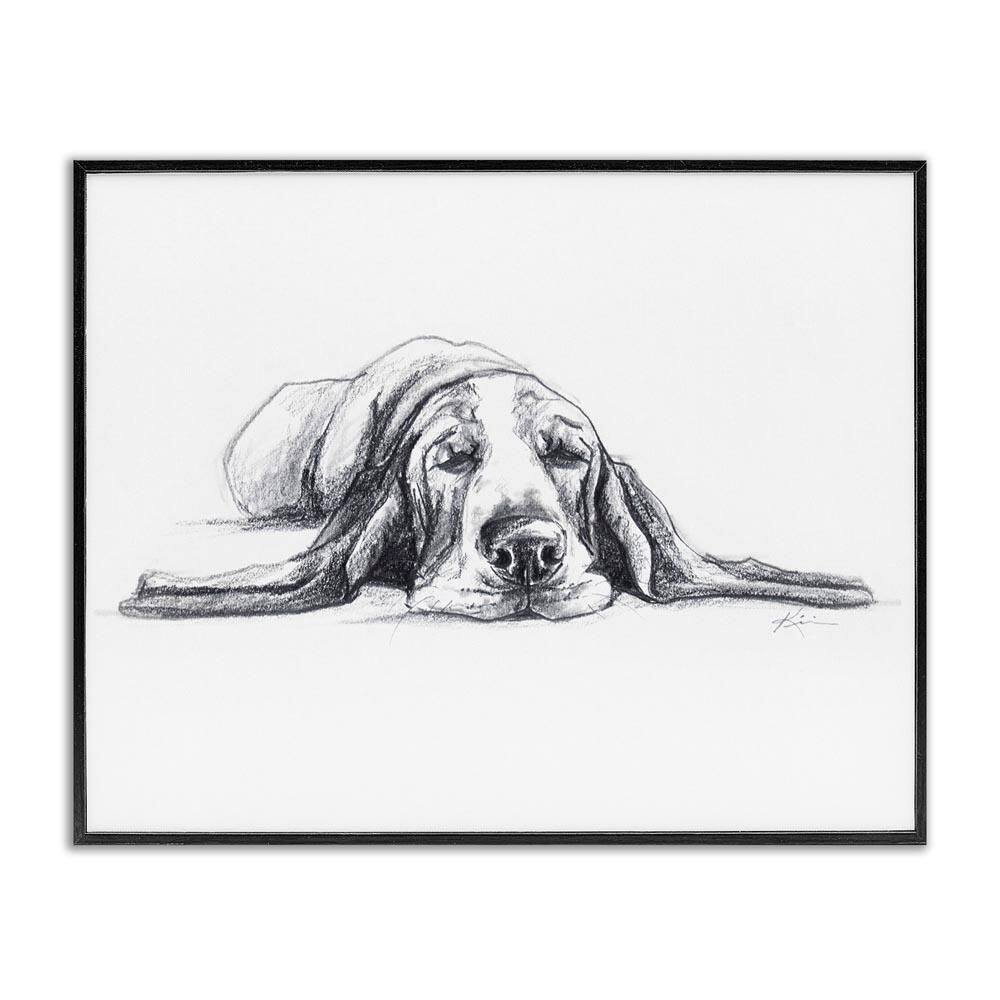 Bloodhound Pup Naptime by Lindsay Kivi Fine Art Black Framed Animal Giclee Art Print 16 in. x 20 in. price history on PriceWatchPro