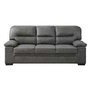 Monroe 83 in. W Straight Arm Microfiber Rectangle Sofa in. Dark Gray