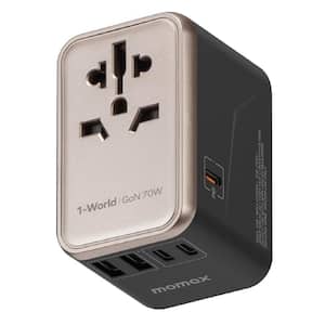 Gold Travel Adapter International Power Adapter, 3 USB-C and 2 USB-A, Worldwide Travel Plug Adapter (Type C/A/G/I)