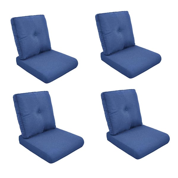 moosprr Modern 22 in. x 25 in. 8-Piece Deep Seating Outdoor Lounge Chair Cushion Set in Blue with Center Button (4-Set)