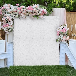 White 23 .6 in. x 15.7 in. Artificial Floral Wall Panel Silk Hydrangea Backdrop Decor 10-Pieces