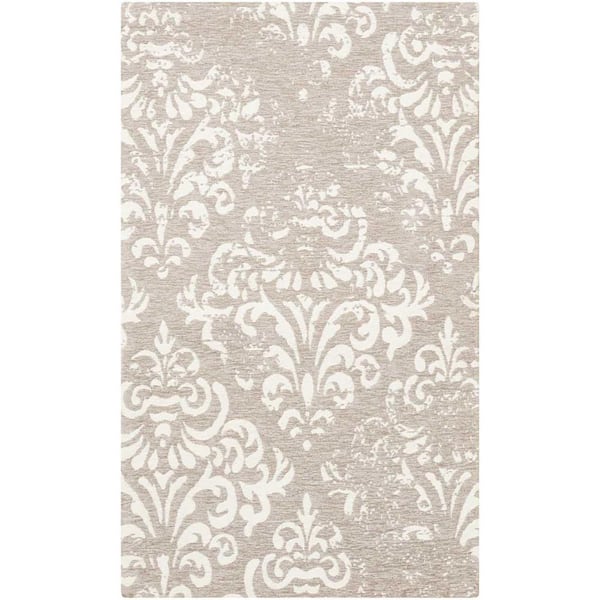 Nourison Damask Ivory/Grey 2 ft. x 4 ft. Oriental Vintage Kitchen Area ...