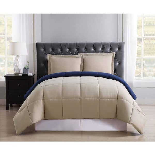 Truly Soft Everyday 2-Piece Khaki and Navy Twin XL Comforter Set
