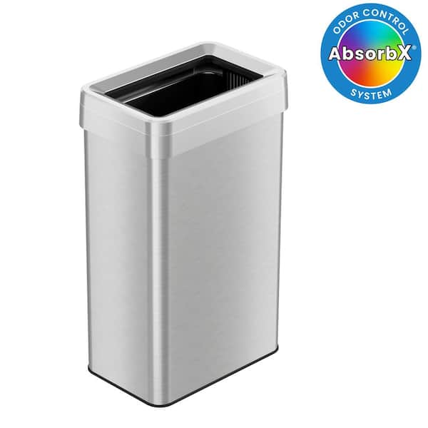 iTouchless 18 Gal. / 68 Liter Stainless Steel Rectangular Open Top Household Metal Trash Can with Odor Filter