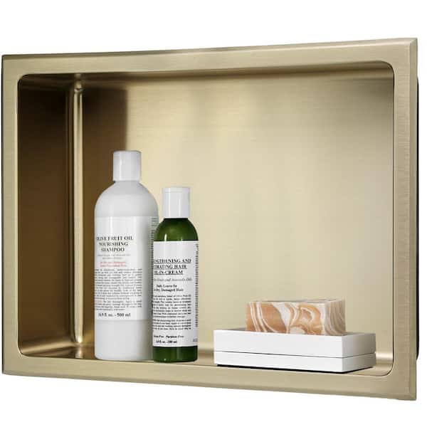 AKDY 16 in. W x 12 in. H x 4 in. D 18-Gauge Stainless Steel Bathroom Shower Wall Niche in Gold