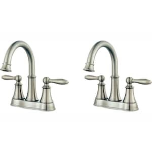 Courant 4 in. Centerset 2-Handle Bathroom Faucet in Brushed Nickel (2-Pack Combo)