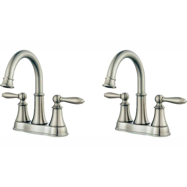 Pfister Courant 4 in. Centerset 2-Handle Bathroom Faucet in Brushed Nickel (2-Pack Combo)