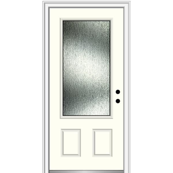 MMI Door Rain Glass 36 in. x 80 in. Left-Hand Inswing 3/4 Lite 2-Panel Painted Alabaster Prehung Front Door on 6-9/16 in. Frame