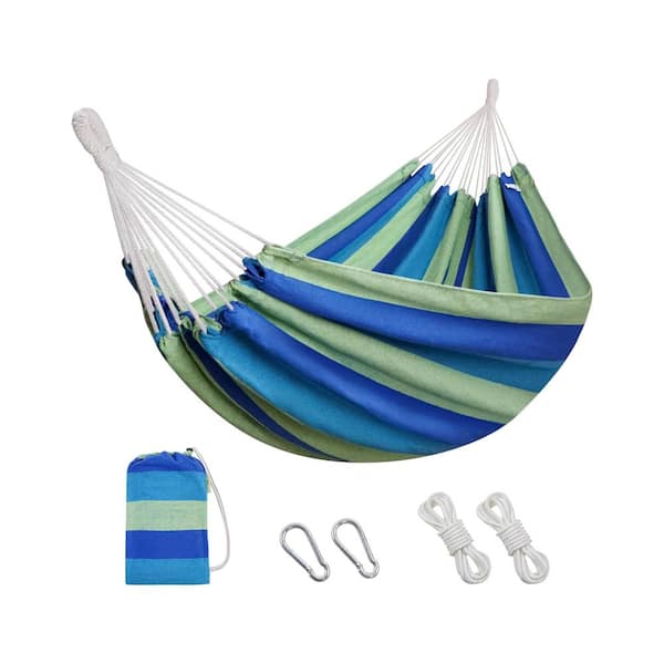 ITOPFOX 10.5 ft. Portable Hammock Bed Hammock with Carry Bag in Green Blue