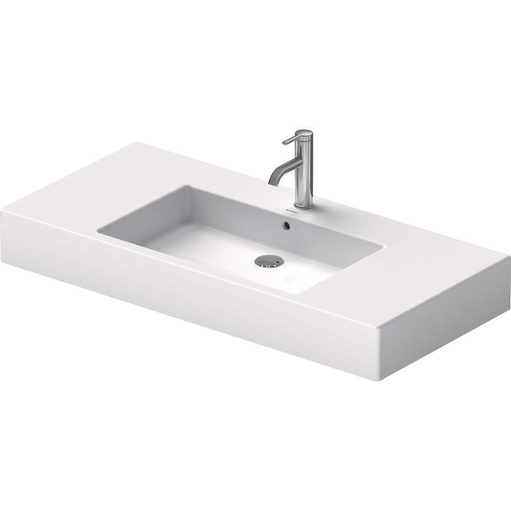 Vero White Ceramic Rectangular Wall-Mount Console Sink