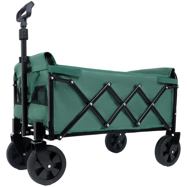 2 cu. ft. Steel Expandable Dual-Layer Utility Wagon Garden Cart in Green