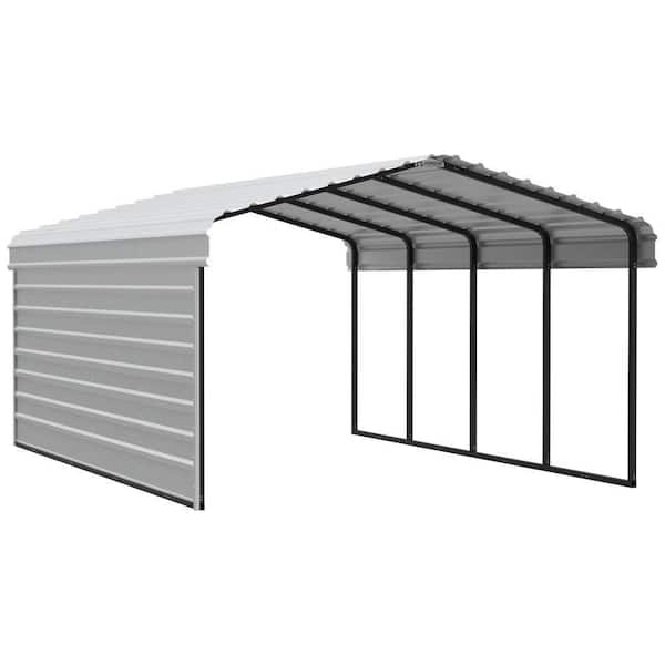 12 ft. W x 20 ft. D x 7 ft. H Eggshell Galvanized Steel Carport with 1-Side Wall Kit
