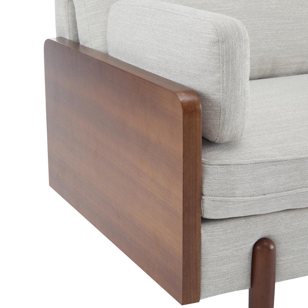 Beige Fabric 71.75" Lawson Sofa with Wood Frame and Track Arms