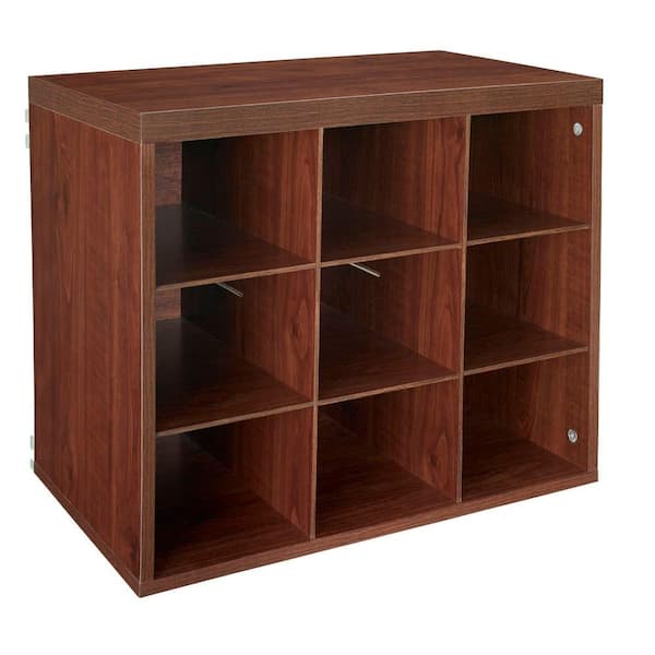 ClosetMaid 19.8 in. H x 23.6 in. W x 14.1 in. D Cherry Wood Look 9-Cube ...