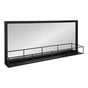 Small Rectangle Black Shelves & Drawers Modern Mirror (18 in. H x 40 in. W)