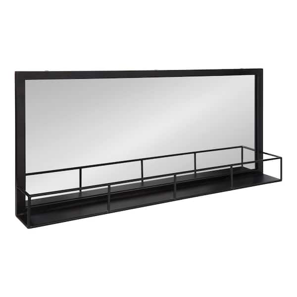 Kate and Laurel Small Rectangle Black Shelves & Drawers Modern Mirror (18 in. H x 40 in. W)