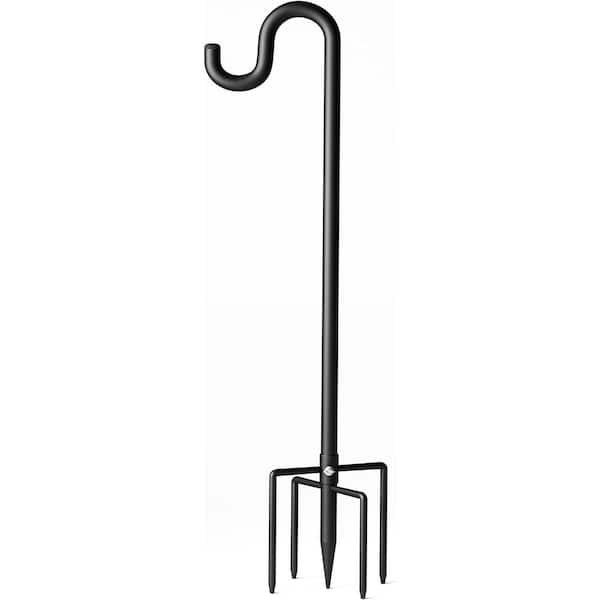 FAWEY TRED INC 92 in. Black Steel Shepard's Hooks Adjustable Shepards Hook for Garden (1-Pack)