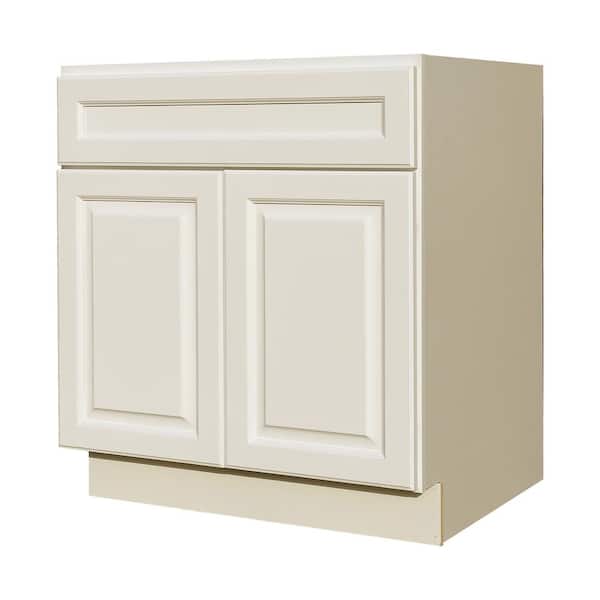 LaPort Assembled 30x34.5x24 in. Sink Base Cabinet with 2 Doors and 1 Decoration Drawer Face in Classic White