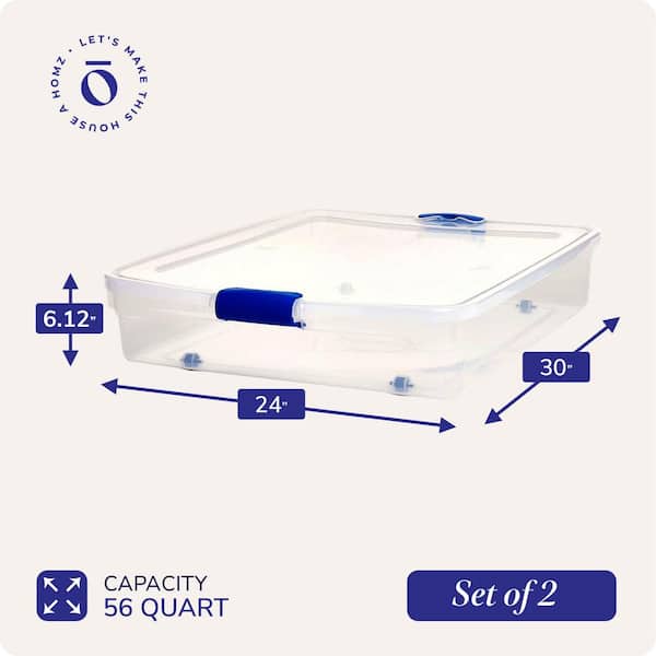 ReChaNページ✨️XL HOMZ Underbed 56 Qt. Secure Latching Clear Plastic Storage