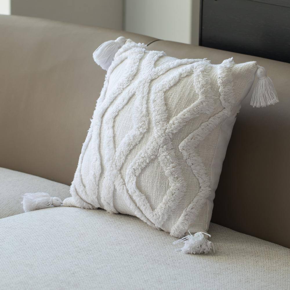 Handwoven Cotton Euro Throw Pillow with Tassel Corners