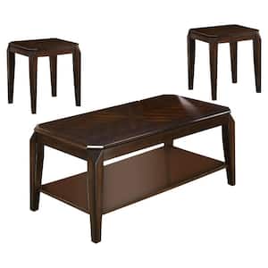 Docila 47 in. Walnut Small Rectangle Wood Top Coffee Table 3-Pieces