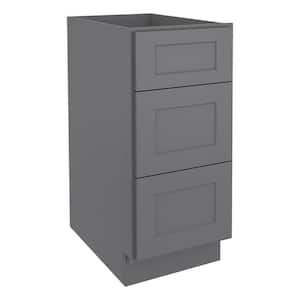 15 in. W x 24 in. D x 34.5 in. H in Shaker Gray Plywood Ready to Assemble Floor Base Kitchen Cabinet with 3 Drawers