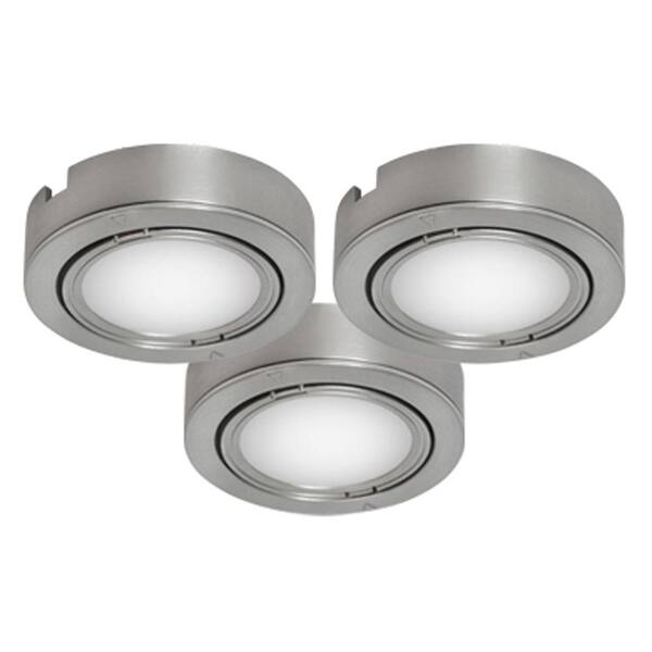 BAZZ Brushed Chrome Under Cabinet Puck Lights (3-Pack)