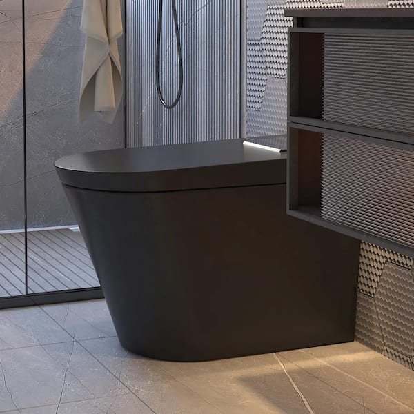 MEDUNJESS M-G Elongated Black Smart Toilet with Auto Features and Heated Seat