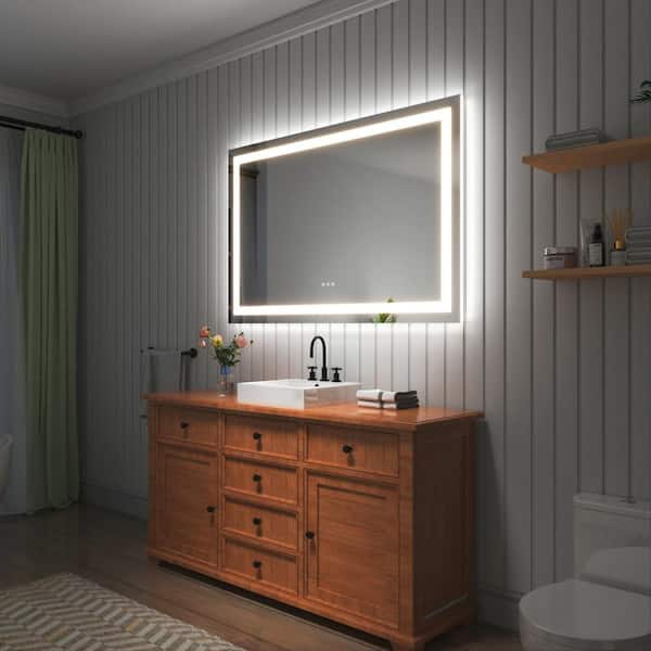 TOOLKISS 55 in. W x 36 in. H Rectangular Frameless Wall Anti-Fog