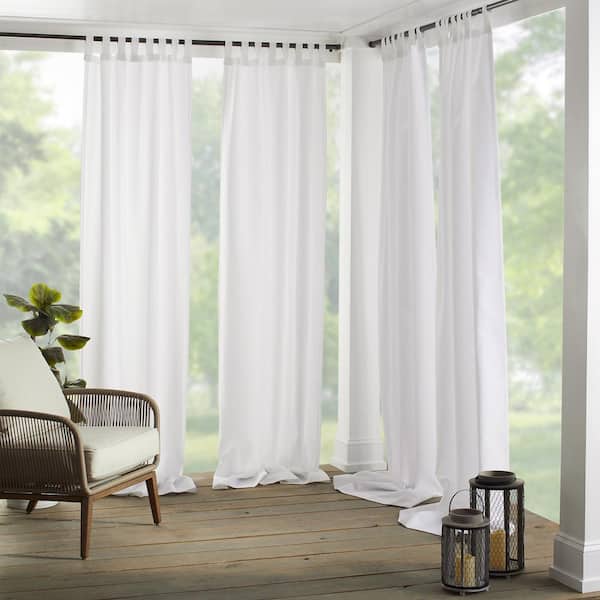 Elrene White Solid Tab Top Room Darkening Curtain - 52 in. W x 95 in. L