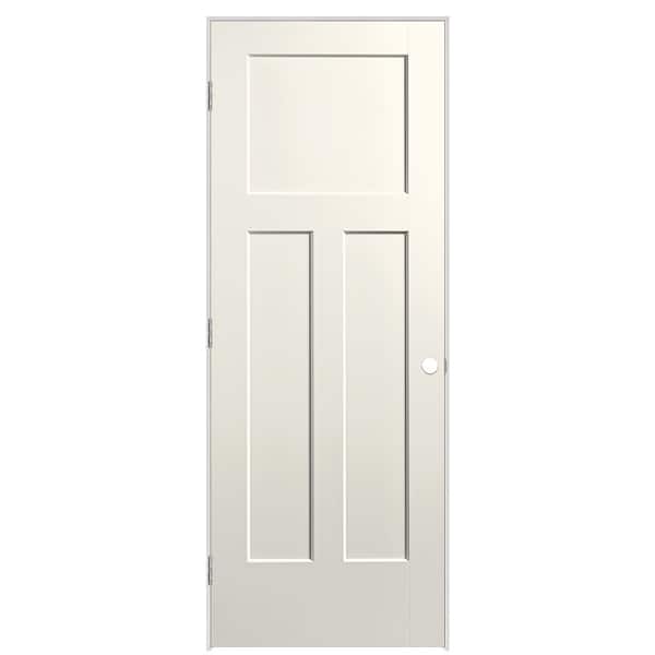 Masonite 30 in. x 80 in. 3-Panel Winslow Right-Hand Solid Core Ivory Keys Molded Composite Single Prehung Interior Door