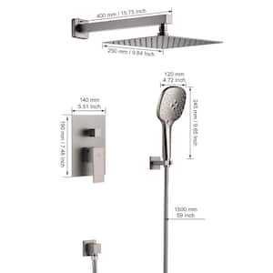 3-Spray 10 in. Dual Wall Mounted Shower Heads Shower System with 1.8 GPM in Brush Nickel