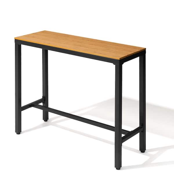 Pellebant Patio Outdoor Bar Table Rectangle Pub Table Dining Table in Brown