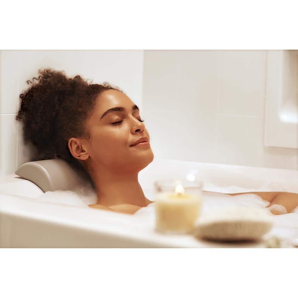 Gray Foam Alcove Bathtub Headrest Pillow