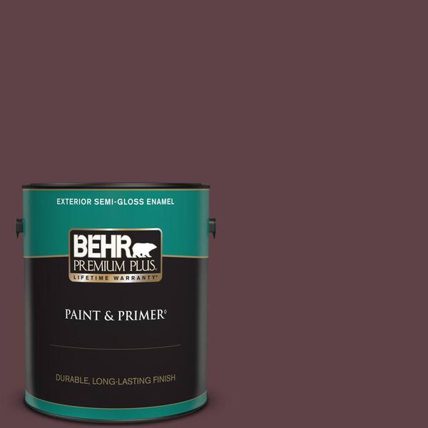 BEHR PREMIUM PLUS 1 gal. #110F-7 Deep Garnet Semi-Gloss Enamel Exterior Paint & Primer