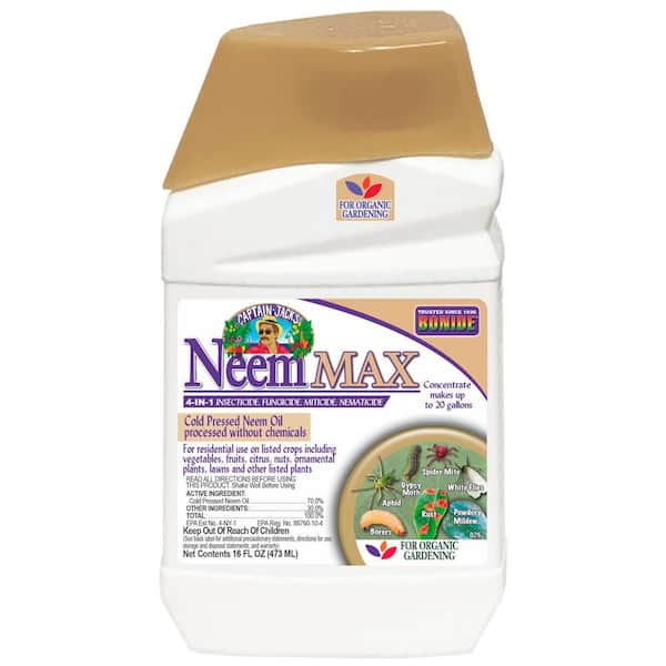 Captain Jack's NeemMax 16 oz Cold Pressed Neem Oil Concentrate Insecticide Fungicide Miticide and Nematicide