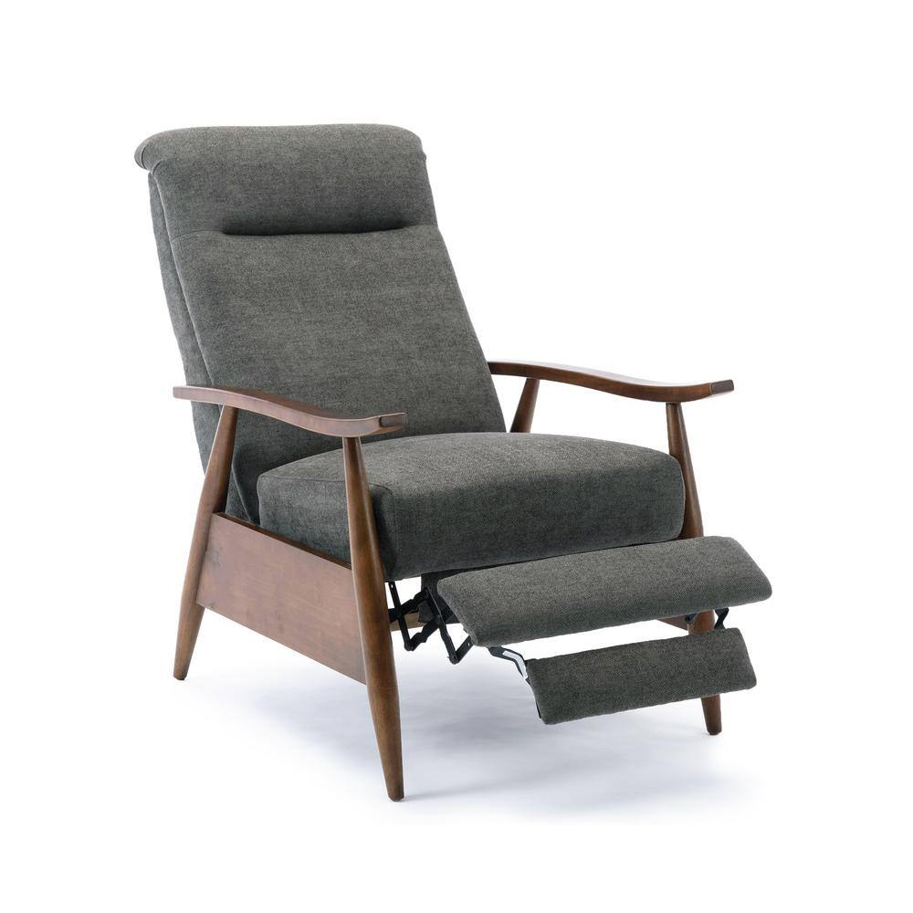 Soren Charcoal and Chestnut Mid-Century Modern Recliner