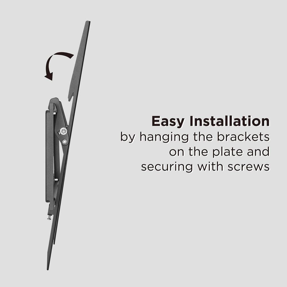 Low-Profile Black Steel Tilting TV Wall Mount for 37"-70" Flat Panels