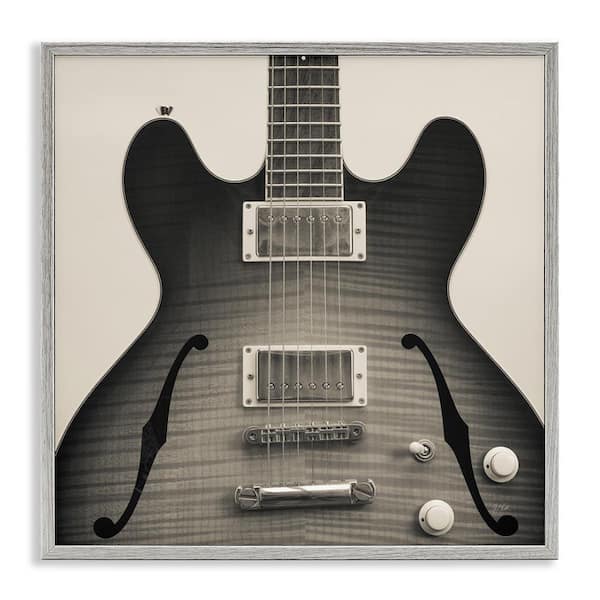 Stupell Industries Classy Electric Guitar by Deborah Revell Gray Framed Music Giclee Art Print 17 in. x 17 in.