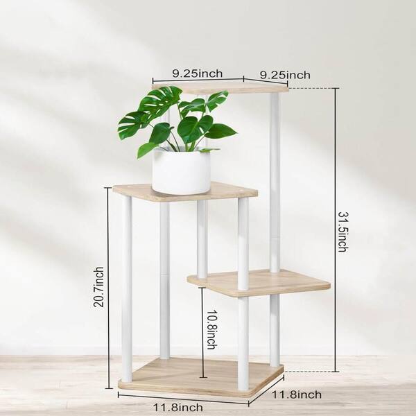 4 Tier White Oak Wood Plant Stand (11.8 in. W x 31.5 in. H) YA58