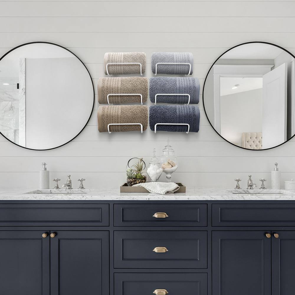 Matte White Wall Mounted Iron Towel Rack Set of 2